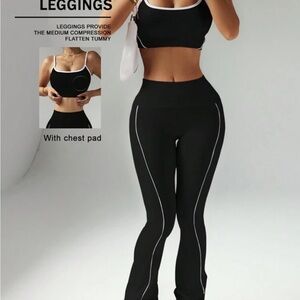 Black Wide Leg Pants with Reflective Stripes